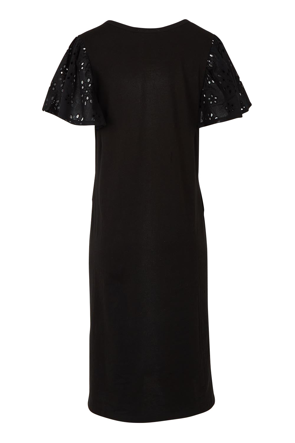 Product shot of the Sawyer Embroidered Cotton Dress in colour Black (Black), from the back