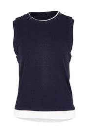 Product shot of Thea Cotton Blend Tank Top in colour Navy (Blue), from the front