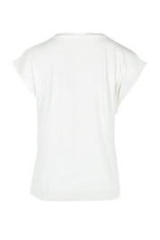 Product shot of the Cuff Cotton Blend Rib Tee in colour White (White), from the back