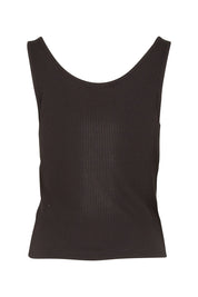 Product shot of the Mimi Rib Tank in colour Black (Black), from the back