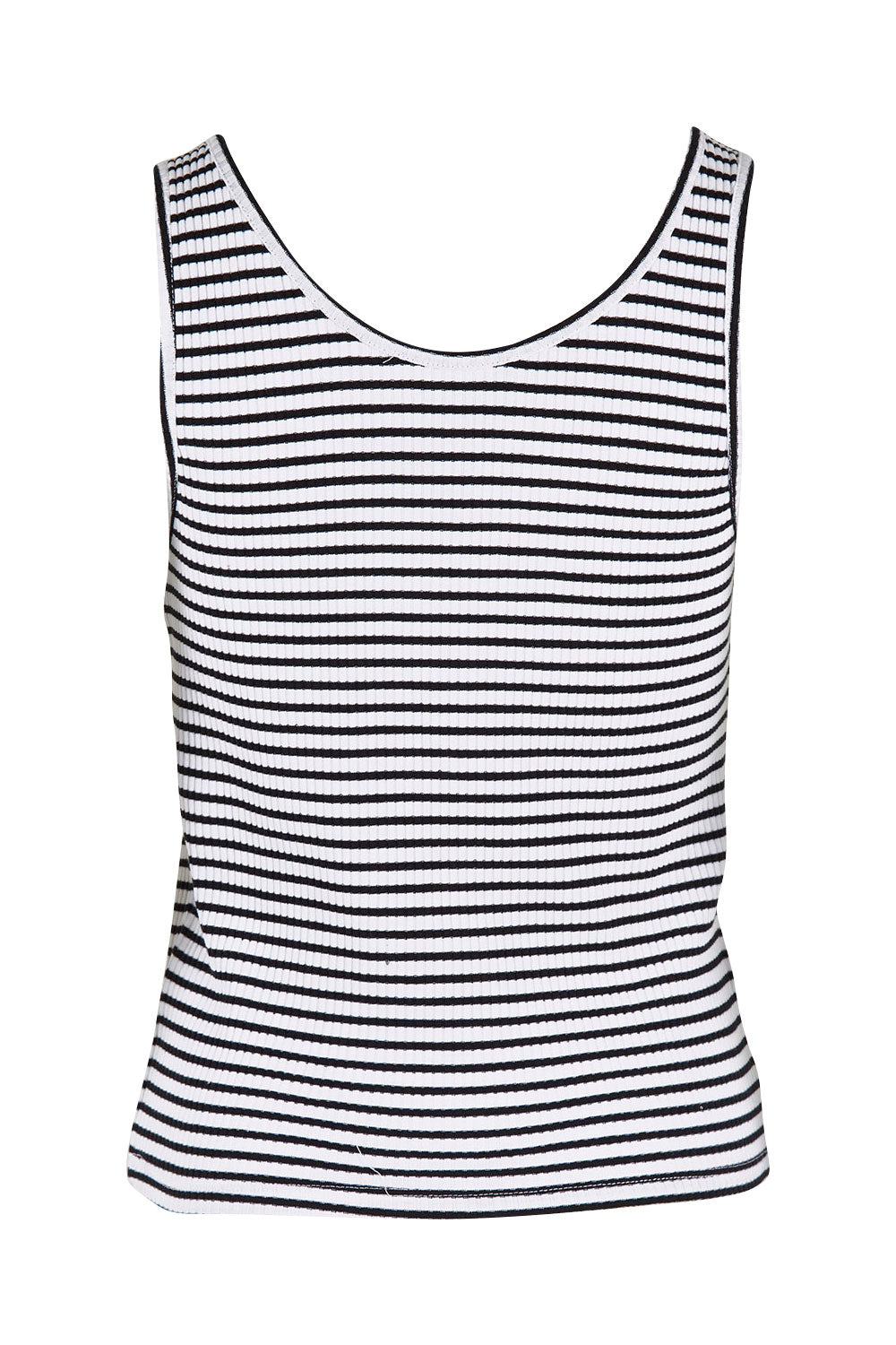 Product shot of the Mimi Rib Tank in colour Whiteblack (White), from the back