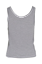 Product shot of the Mimi Rib Tank in colour Whiteblack (White), from the back