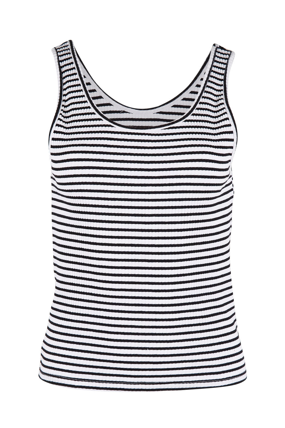 Product shot of the Mimi Rib Tank in colour Whiteblack (White), from the front