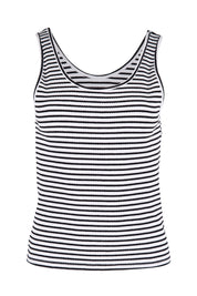 Product shot of the Mimi Rib Tank in colour Whiteblack (White), from the front