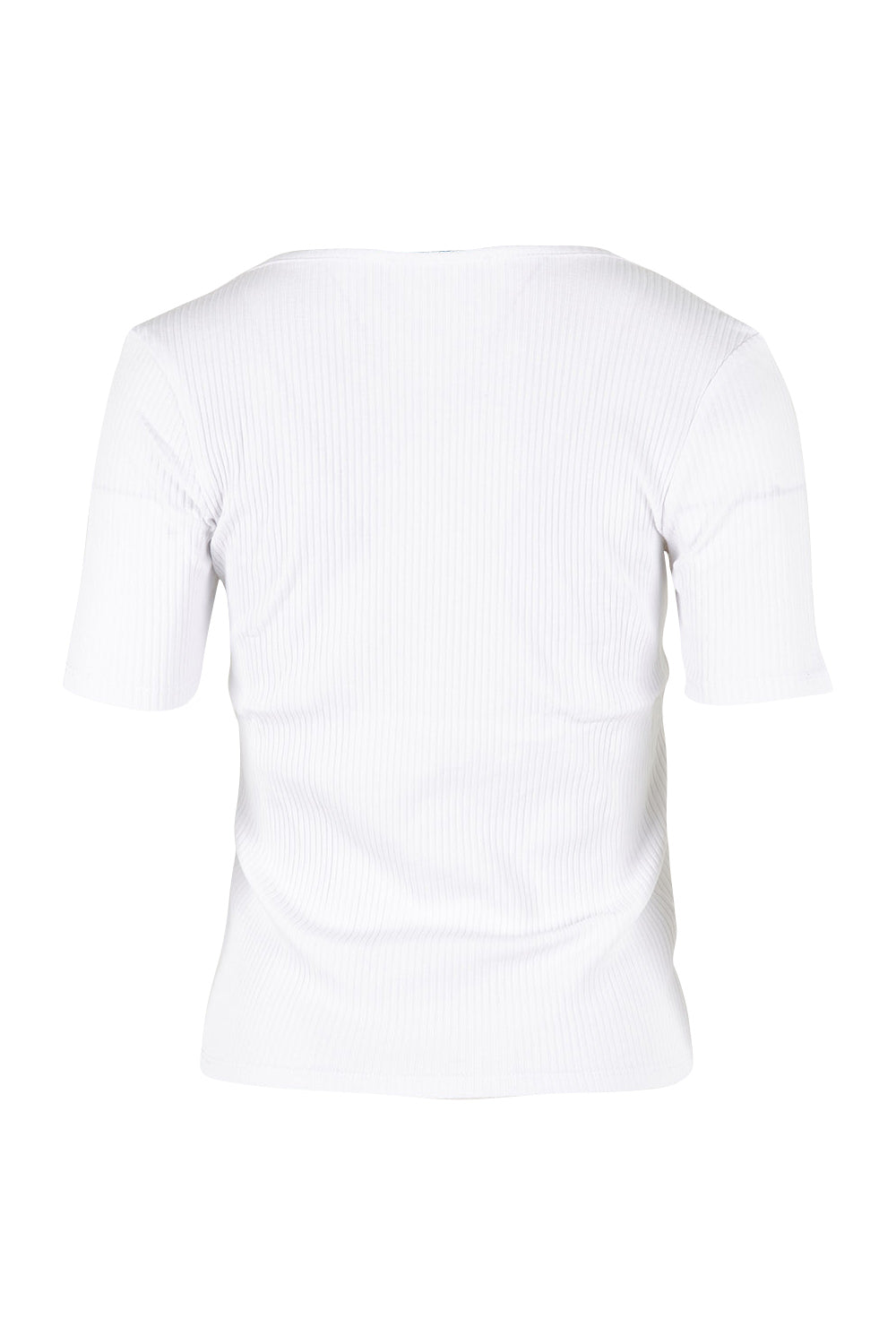 Product shot of the Stacey Rib Tee in colour White (White), from the back