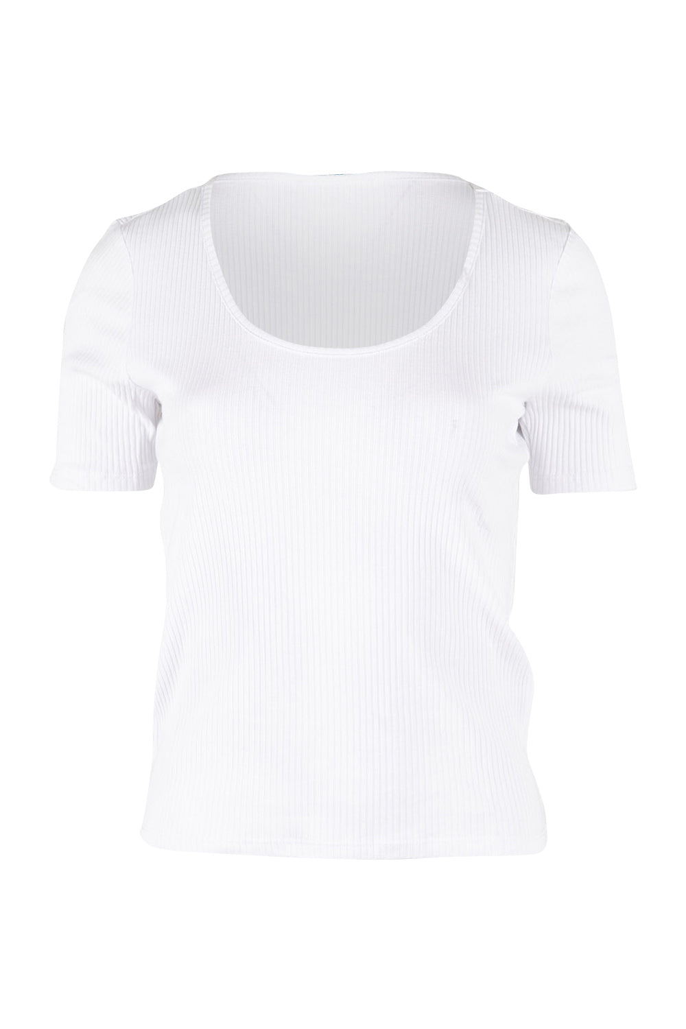 Product shot of the Stacey Rib Tee in colour White (White), from the front