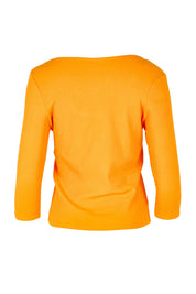 Product shot of the Rosa 3/4 Rib Top in colour Mandarin, from the back