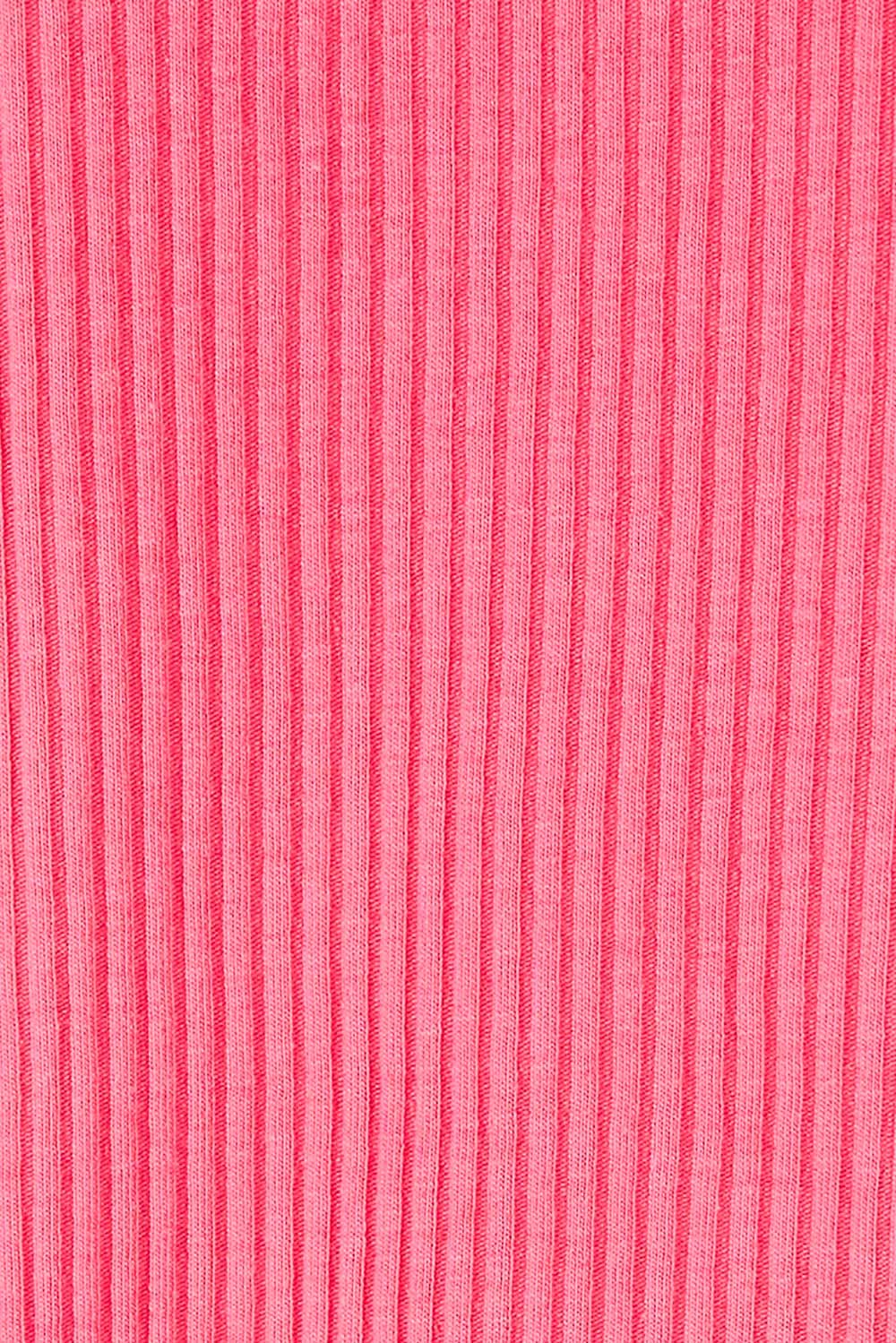 Product shot of the Rosa 3/4 Rib Top in colour Berry (Pink), detail