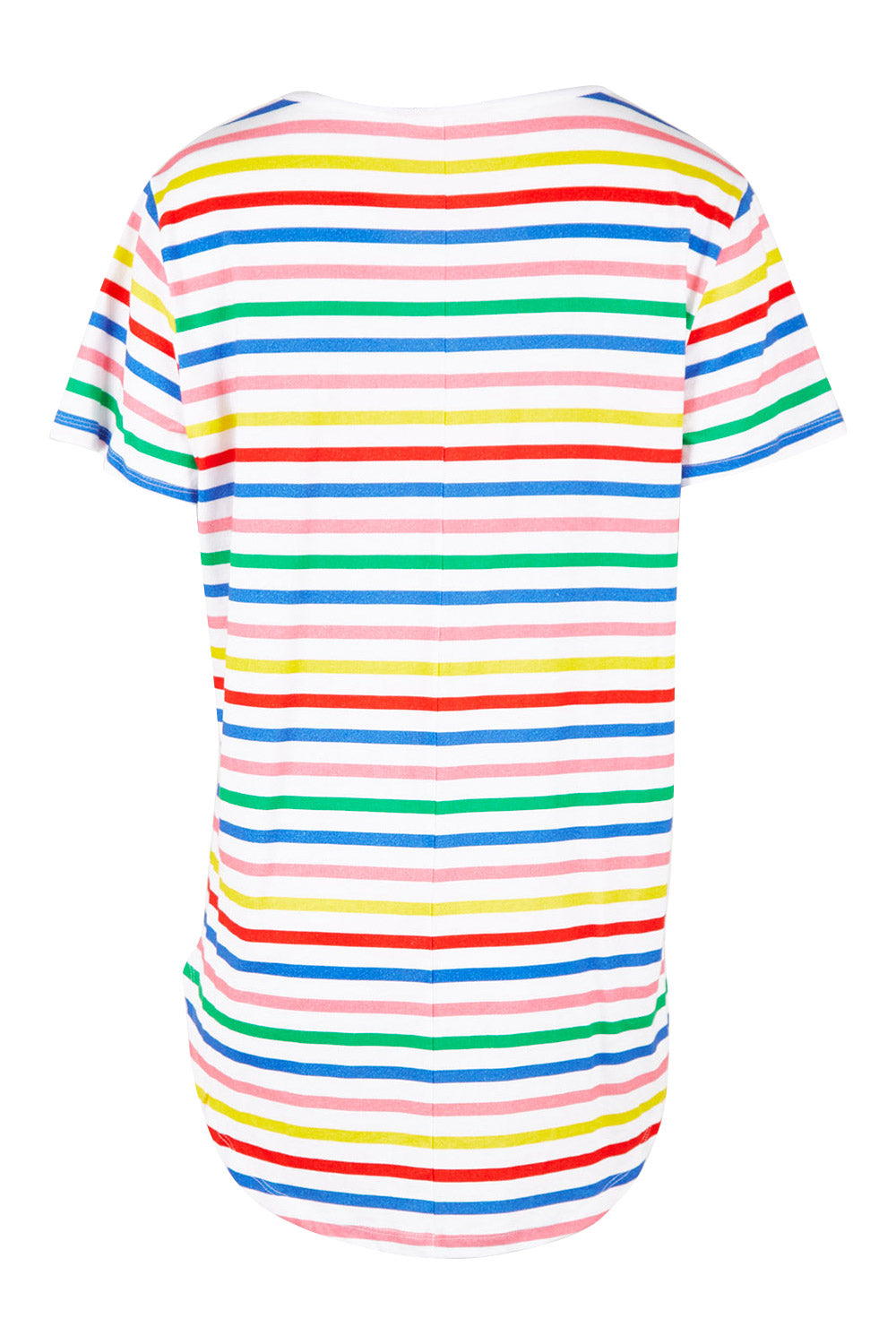 Product shot of the Ava Tee in colour Rainbow (Blue), from the back