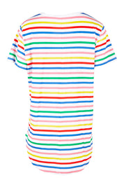 Product shot of the Ava Tee in colour Rainbow (Blue), from the back