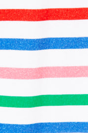 Product shot of the Ava Tee in colour Rainbow (Blue), detail