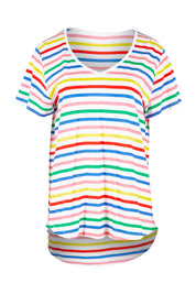 Product shot of the Ava Tee in colour Rainbow (Blue), from the front