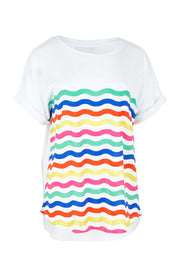 Product shot of the Hailey Short Sleeve Cotton Tee in colour Rainbow, from the front