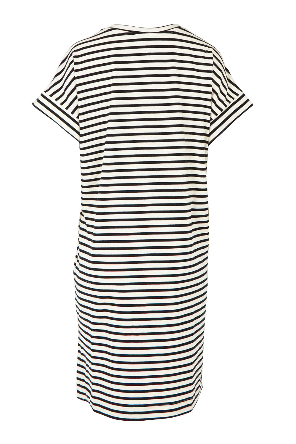 Product shot of the Elise V Neck Cotton Rib Dress in colour Whiteblk, from the back