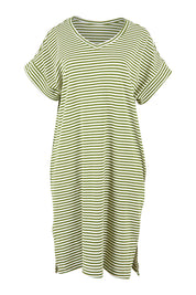 Preloved Elise Cotton V-Neck Rib Dress - Avocadostr