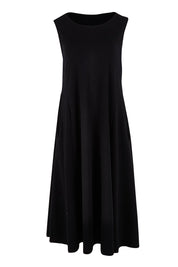 Product shot of the Sabrina Cotton Maxi Dress in colour Black (Black), from the front