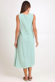 Model Madelinec wearing size 10 of the Sabrina Maxi Dress – Green in colour Green, from the front