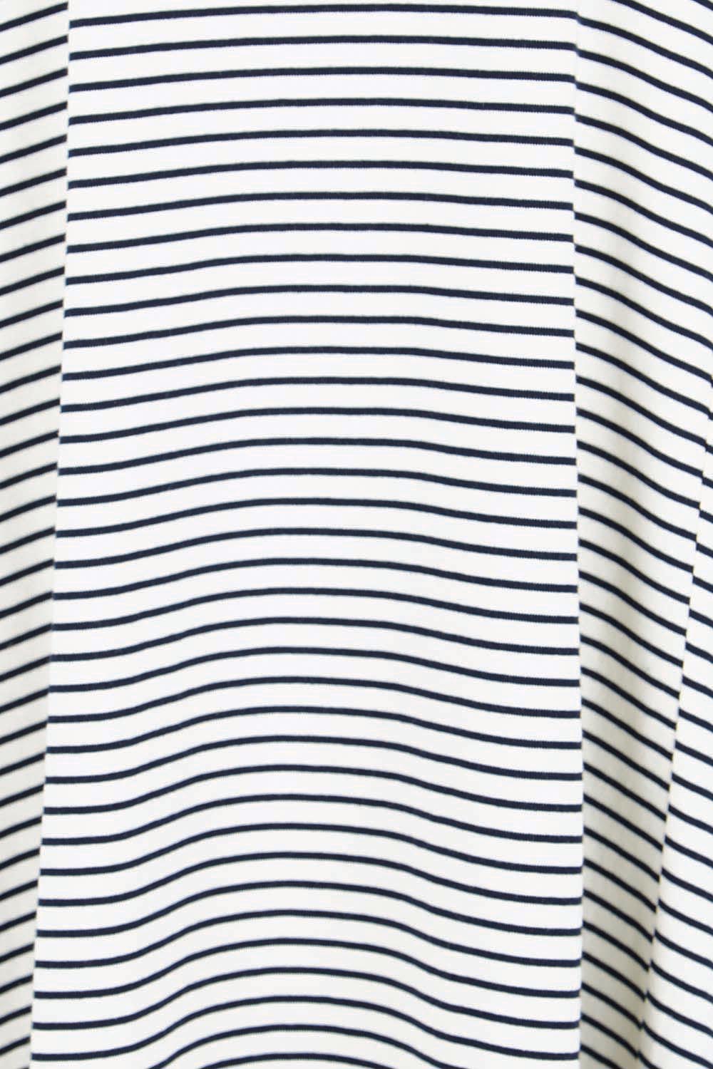 Product shot of the Sabrina Maxi Dress - Navystripe in colour Navystripe, showing detail