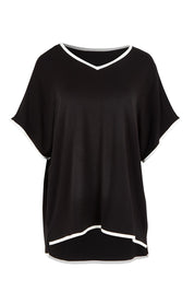 Product shot of the Clara Tee in colour Black (Black), from the front