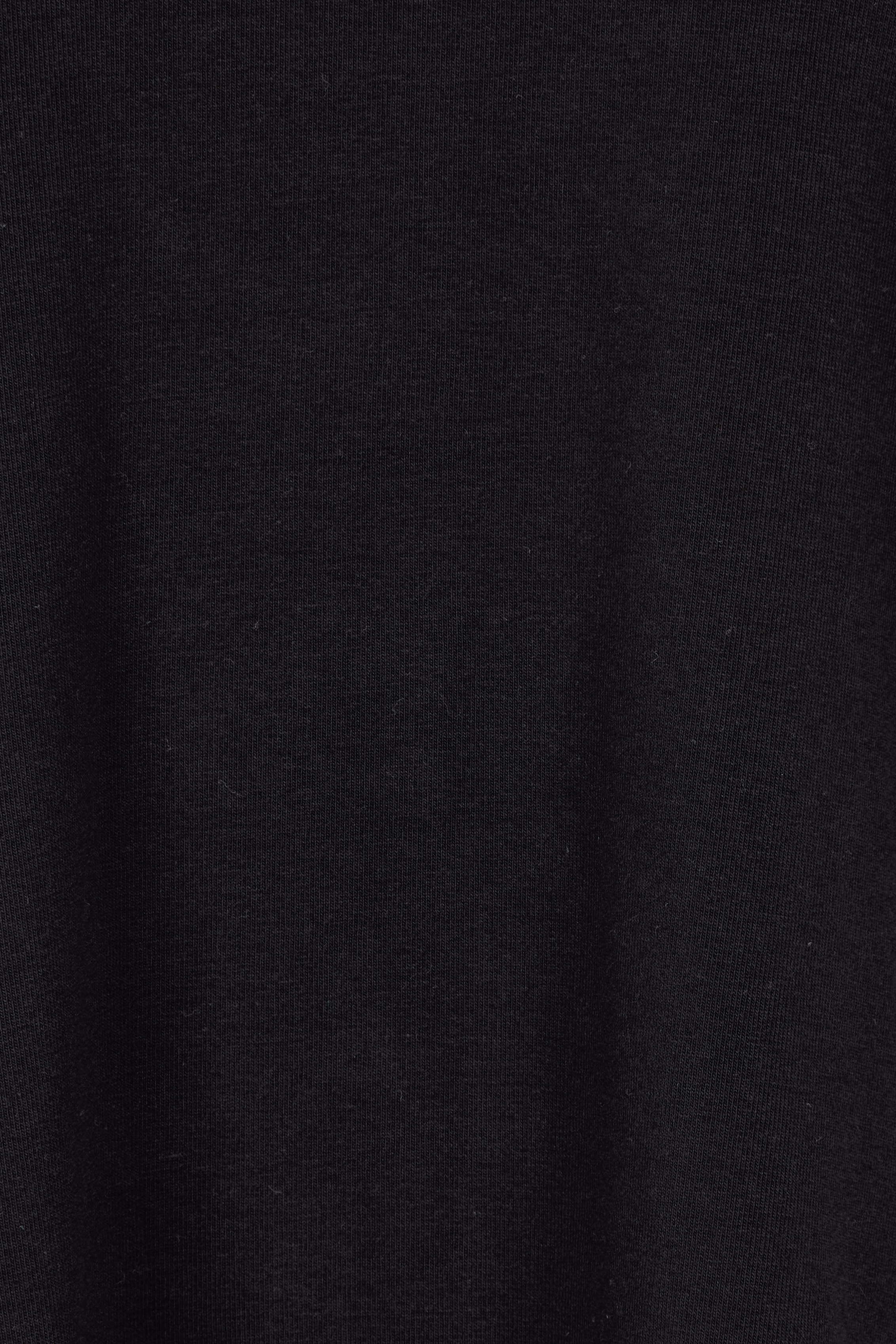 Product shot of the Brixley Long Sleeve Cotton Top in colour Black (Black), detail
