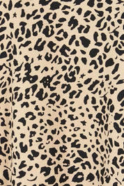 Product shot of the Brixley Long Sleeve Cotton Top in colour Leopard, detail