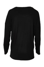Product shot of the Hendrix Ribbed Long Sleeve Tee in colour Black (Black), from the back