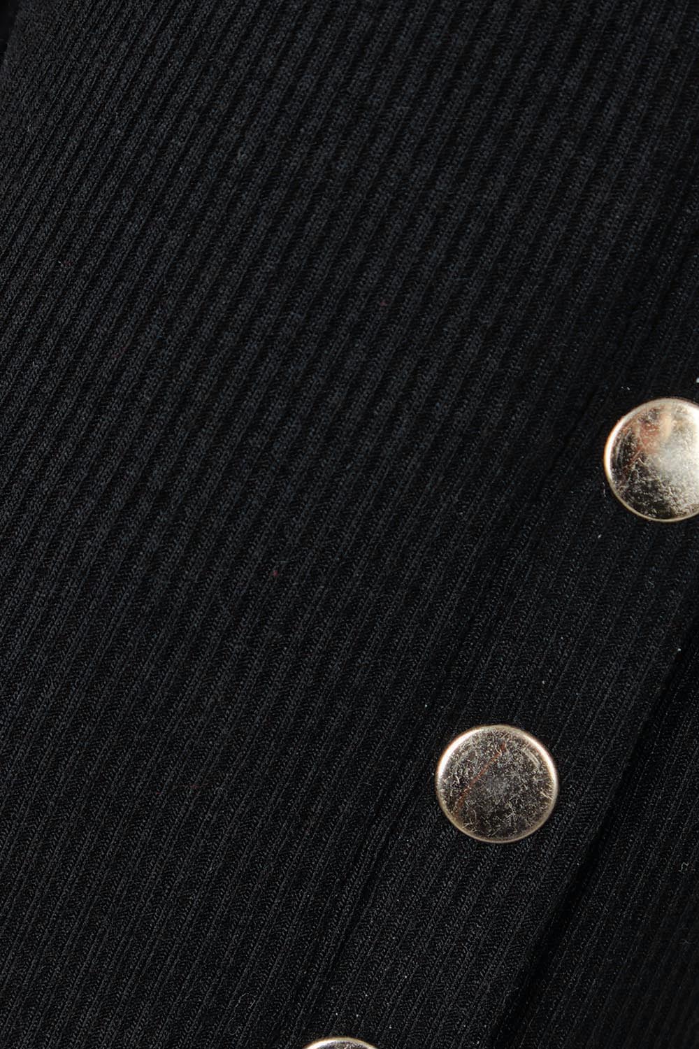 Product shot of the Hendrix Ribbed Long Sleeve Tee in colour Black (Black), detail