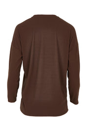 Product shot of the Hendrix Ribbed Long Sleeve Tee in colour Brown, from the back