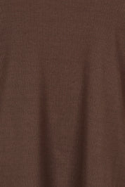 Product shot of the Hendrix Ribbed Long Sleeve Tee in colour Brown, detail