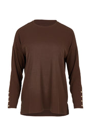 Product shot of the Hendrix Ribbed Long Sleeve Tee in colour Brown, from the front