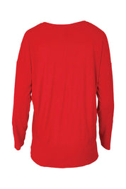 Product shot of the Hendrix Ribbed Long Sleeve Tee in colour Red (Red), from the back