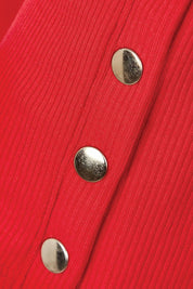 Product shot of the Hendrix Ribbed Long Sleeve Tee in colour Red (Red), detail