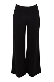 Product shot of the Elodie Wide Leg Ponte Pant in colour Black (Black), from the front