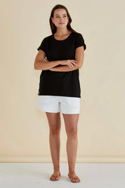 Caia Cotton Crew Tee - Black