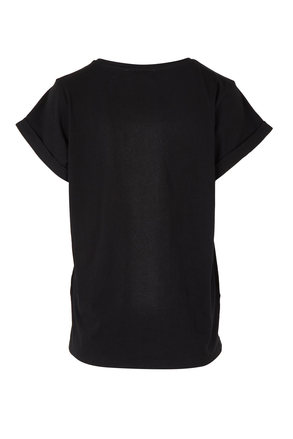 Product shot of the Caia Cotton Crew Tee in colour Black (Black), from the back