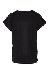 Product shot of the Caia Cotton Crew Tee in colour Black (Black), from the back
