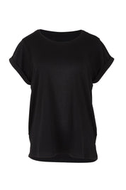 Product shot of the Caia Cotton Crew Tee in colour Black (Black), from the front