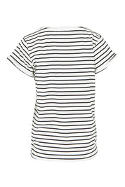 Product shot of the Caia Cotton Crew Tee in colour Blkstripe (Black), from the back