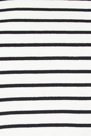 Product shot of the Caia Cotton Crew Tee in colour Blkstripe (Black), detail