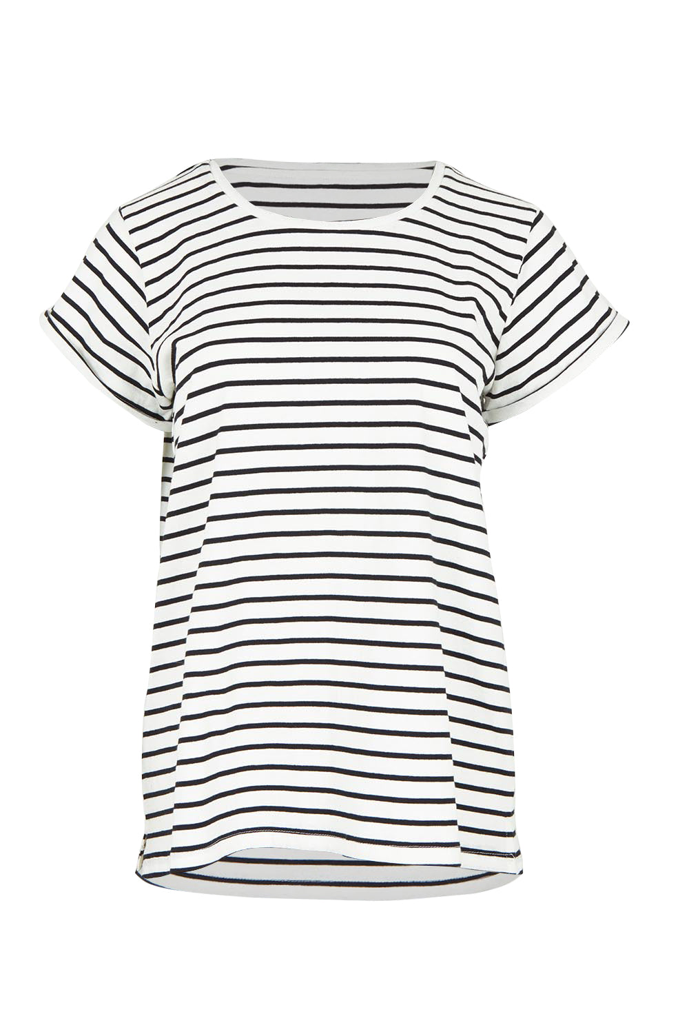 Product shot of the Caia Cotton Crew Tee in colour Blkstripe (Black), from the front