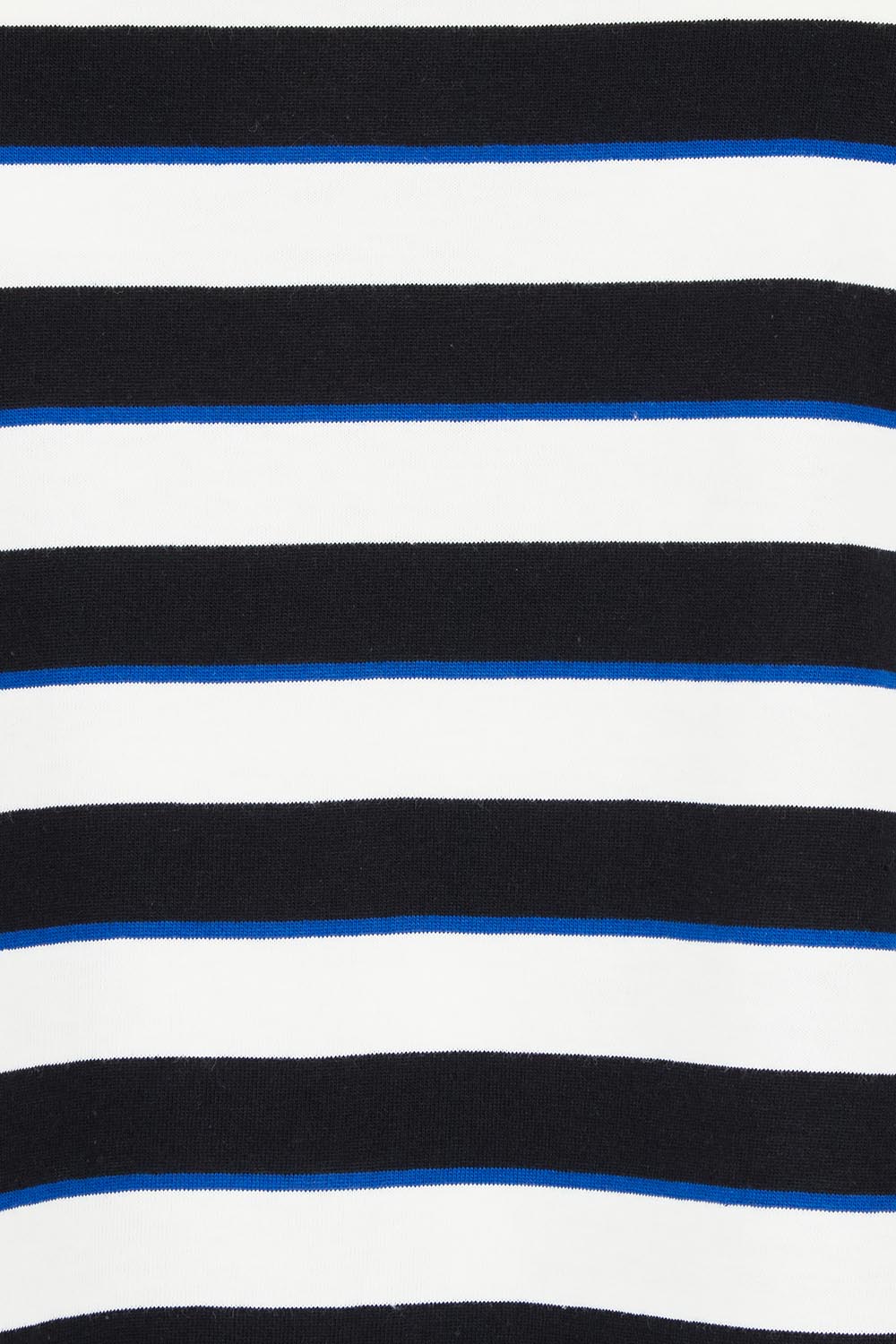 Product shot of the Caia Cotton Crew Tee in colour Stripe, detail