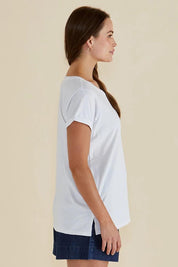 Caia Cotton Crew Tee - White