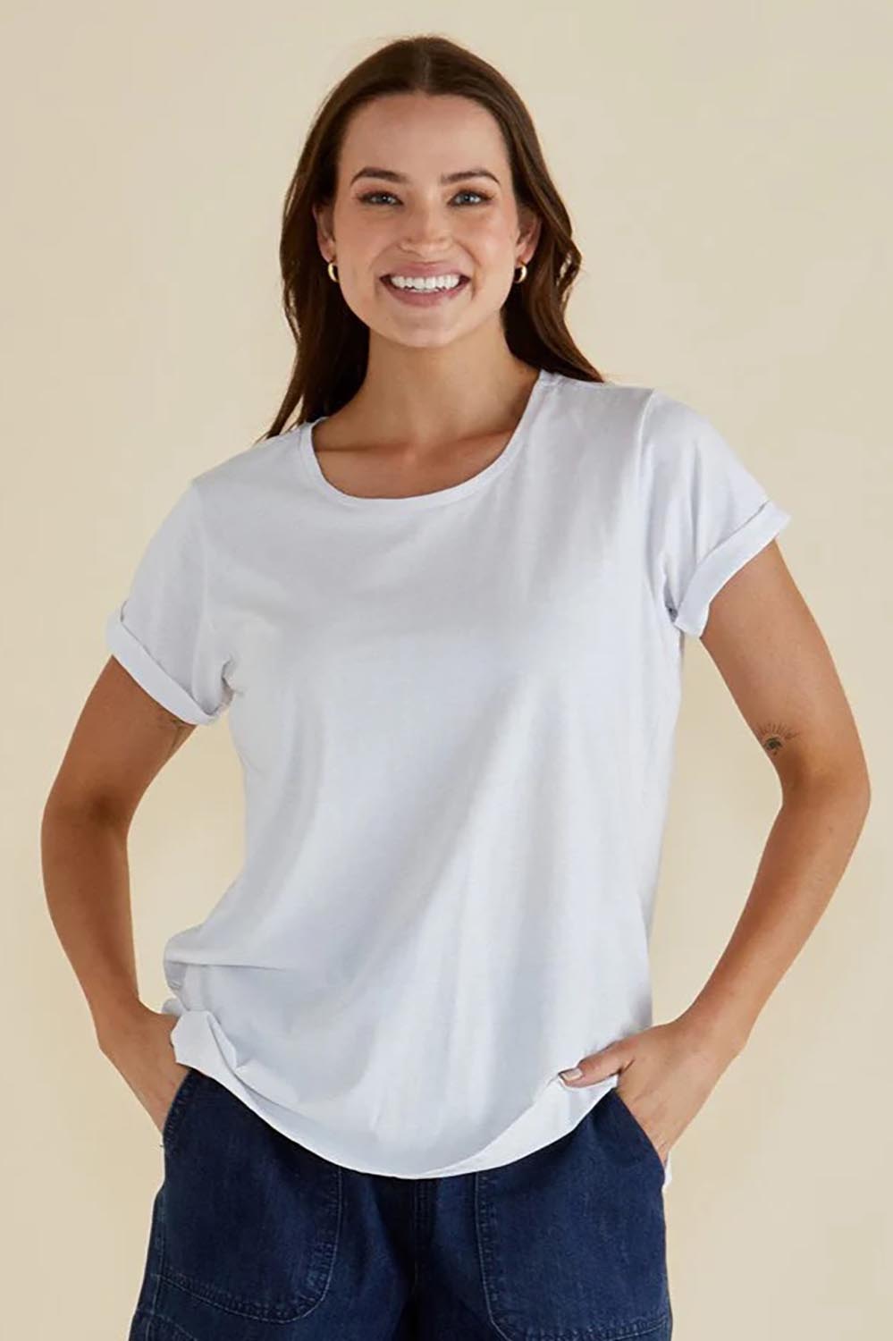 Caia Cotton Crew Tee - White