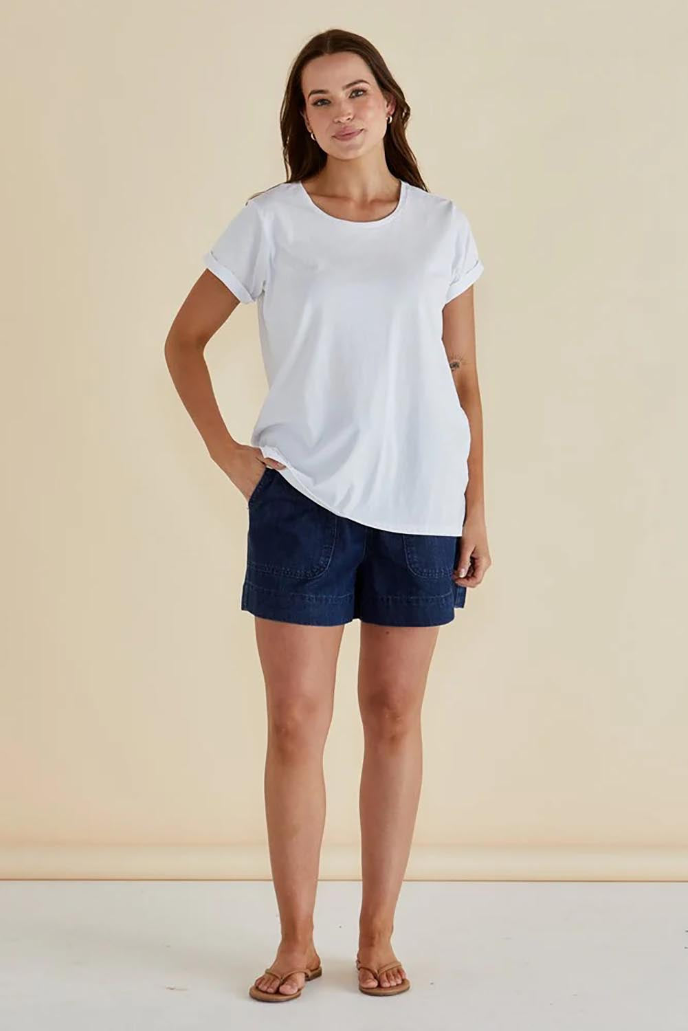 Caia Cotton Crew Tee - White