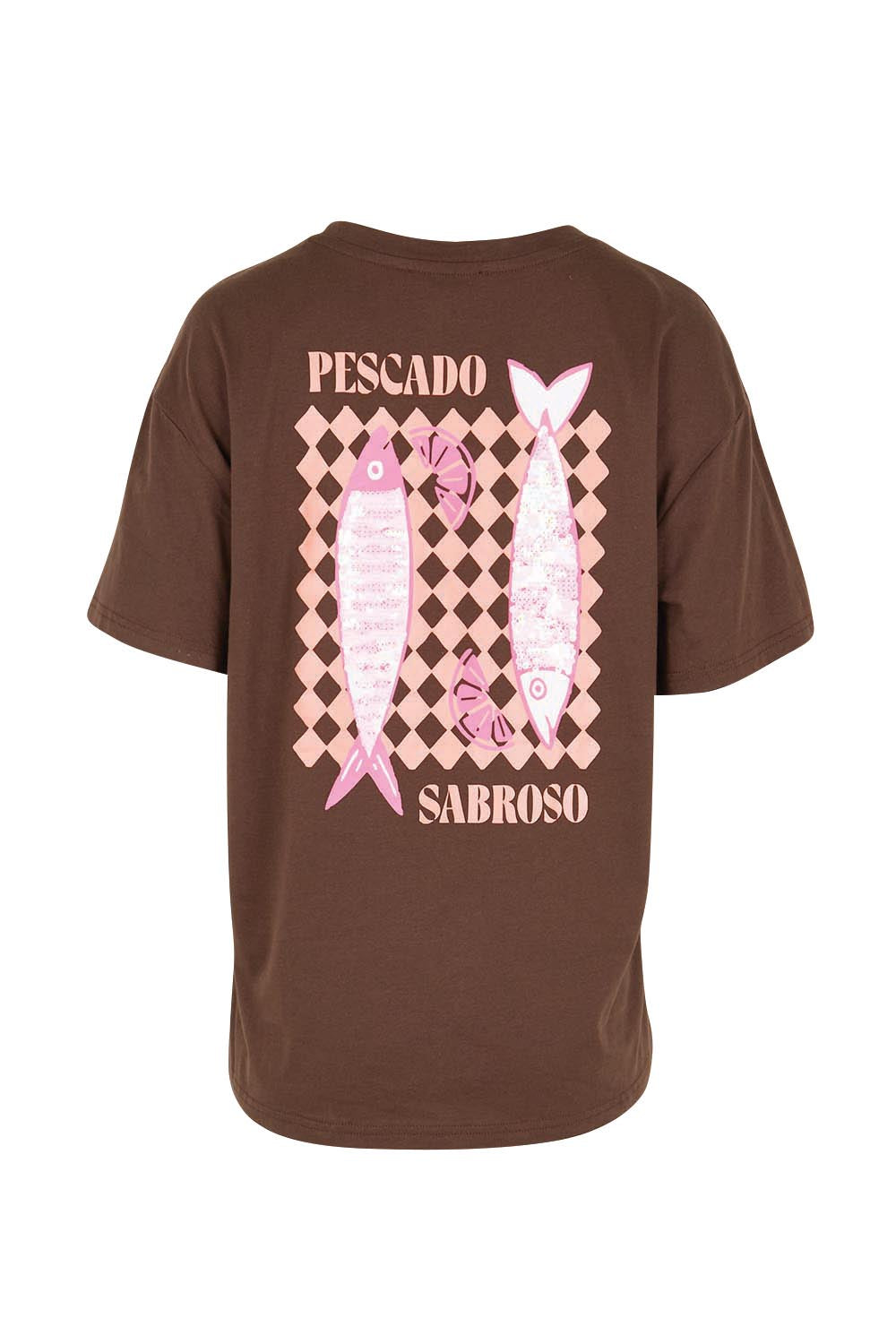 Product shot of the Relax Boxy Tee – Pescado in colour Pescado, from the back