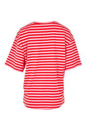 Product shot of the Relax Boxy Cotton Tee in colour Pinkred (Red), from the back