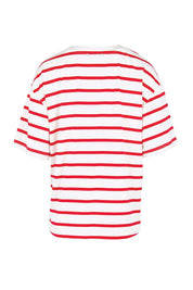 Product shot of the Relax Boxy Tee – Redwhite in colour Redwhite, from the back
