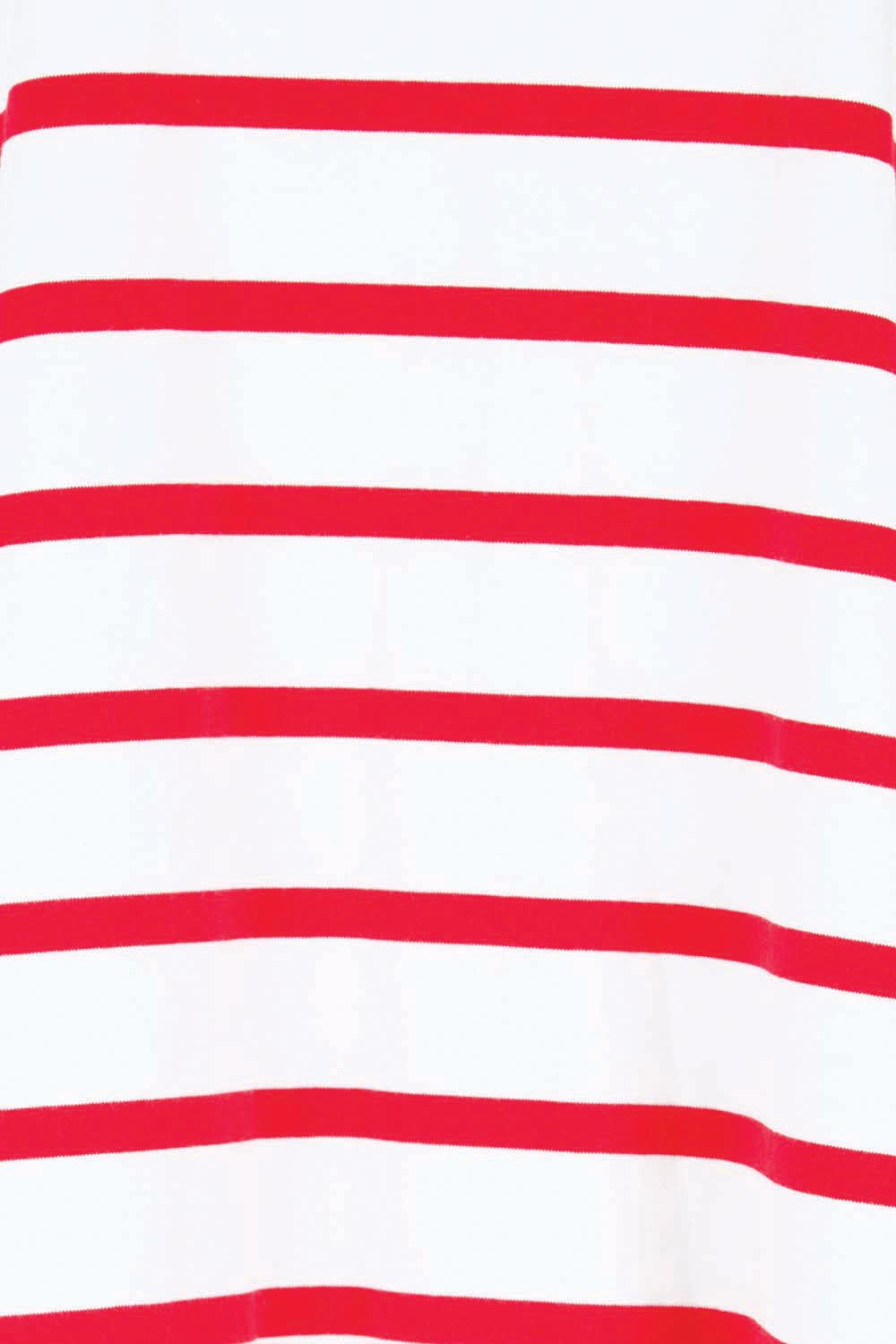 Product shot of the Relax Boxy Tee – Redwhite in colour Redwhite, showing detail