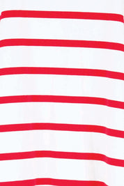 Product shot of the Relax Boxy Tee – Redwhite in colour Redwhite, showing detail