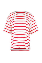 Product shot of the Relax Boxy Tee – Redwhite in colour Redwhite, from the front